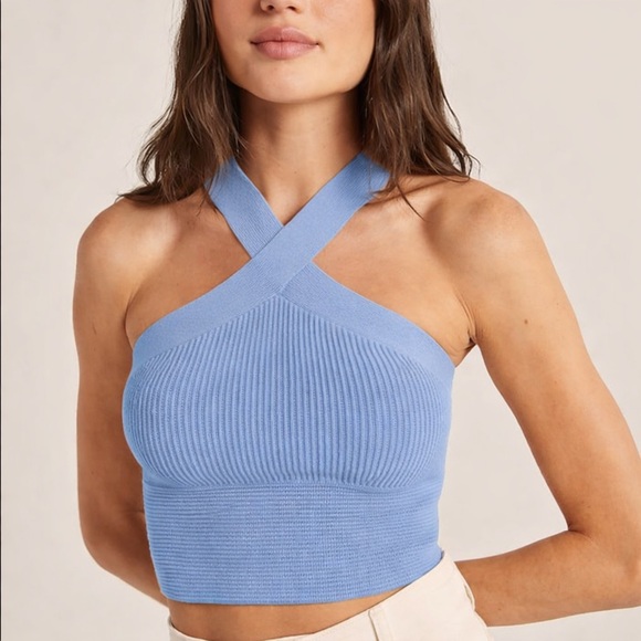 Abercrombie & Fitch Tops - Abercrombie & Fitch Ottoman Rib Criss Cross Tank | Blue | Size M | NWT